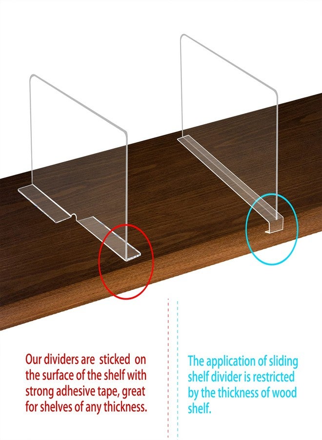 Tasybox Acrylic Shelf Dividers, Clear Closet Divider Separator for Wood Shelves, Closets, Kitchen Cabinets, Bedroom Office Bookshelves 4 Pack - Image 3